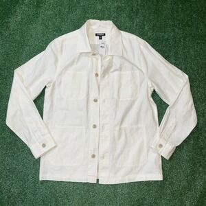 Express‎ Men's White Utility Button Shirt Jacket Size Small S Casual Overshirt